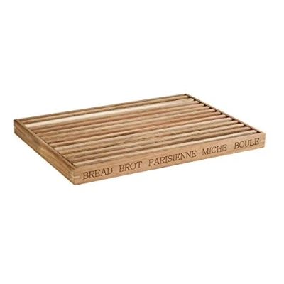 Imagen de APS 886 tabla de cortar pan &quot;Letter&quot;, cortar, madera, con bandeja recogemigas extraíble, cuatro patas antideslizantes, 48 x 34 cm, altura 3,5 marrón