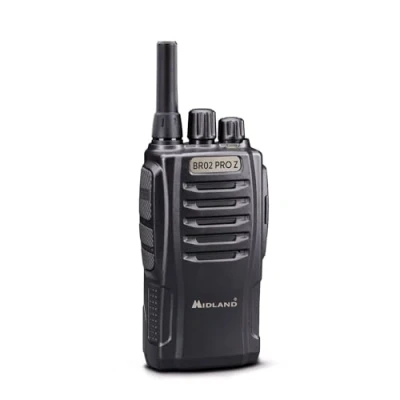 Imagen de Midland BR02 Pro Z C1524.01, 4 Radio Transceptor, Walkie Talkie Profesional, 32 Canales PMR446, Auriculares MA 21LKI, Clip para Cinturón, Baterías Recargables de 2000 mAh 24 Horas, Negro