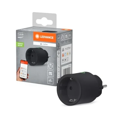 Imagen de LEDVANCE SMART+ Indoor Plug, enchufe inteligente con Matter over WiFi, para integrar dispositivos tradicionales en el hogar inteligente, compatible Alexa, Google y Apple, negro, paquete de 1