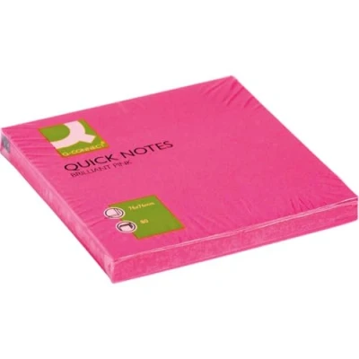 Imagen de Q Connect Bloc De Notas Adhesivas Quita Y Pon 75X75 Mm Rosa Neón 80 Hojas