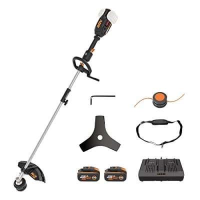 Imagen de Cortabordes y desbrozadora Nitro 38cm 40V (2x20V) Worx PowerShare Motor sin escobillas WG186E.1 2 baterías 4Ah Cargador en 1 Doble hilo