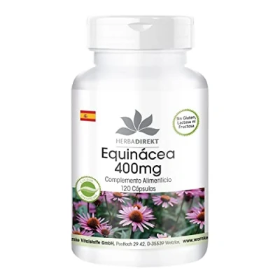 Imagen de Equinácea 400mg Echinacea purpurea Altamente dosificada y vegana 120 cápsulas HERBADIREKT by Warnke Vitalstoffe Calidad de farmacia alemana