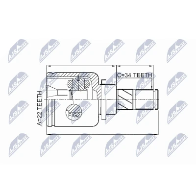 Imagen de NTY NPW FR 051 Junta Homocinética Transmisión automática, Caja de doble embrague 6 vel. Eje delantero, izquierda, lado engranaje, rueda