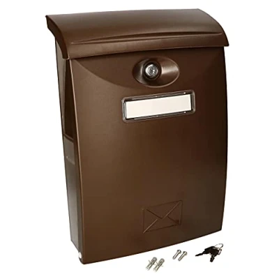 Imagen de KOTARBAU® Buzón Exterior de plástico, marrón 235 x 90 340 mm, Pared, con 2 Llaves, Tornillos incluidos, Correos Exterior, Buzon plástico Placa para Nombre