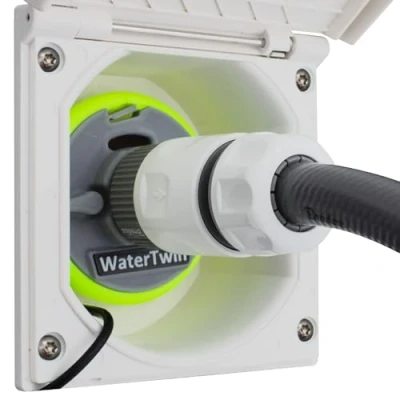 Imagen de Adaptador de depósito agua para autocaravana,Tapa con doble conexión Gardena (adaptador tapa 3 pines, D: 68)