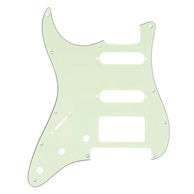 Imagen de Musiclily Pro 11 Agujeros HSS Modern Style Strat Pickguard Golpeador para Guitarra Zurdos American/México Standard Stratocaster con Floyd Rose Puente Cut, 3 capas Mint Green