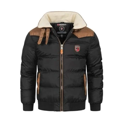 Imagen de Geographical Norway Abramovitch Men Distribrands Chaqueta Hombres Impermeable Grueso Abrigo Capucha Al Aire Libre Piel Chaquetas Invierno Acolchada Parka Ideal Hombre (Negro L)