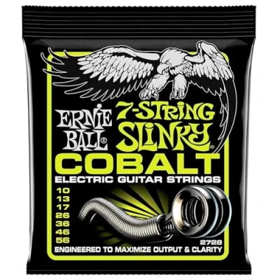 Imagen de Ernie Ball Regular Slinky Cobalt Cuerdas para guitarra eléctrica de 7 cuerdas, cobalto, calibre 10 56