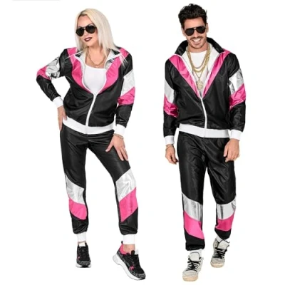 Imagen de WIDMANN MILANO PARTY FASHION disfraz chandal años 80, negro, chándal, estilo retro, mal gusto