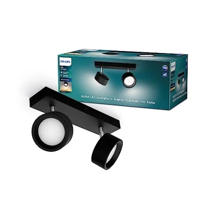 Imagen de Philips Barra de Iluminación Bracia, con 2 Focos 5.5W, 550 lm, Luz Blanca Cálida, 2700k, Negro