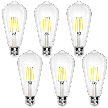 Imagen de Aigostar Bombilla LED E27 con Filamento,Luz Fria 6500K,8W(Equivalente a 75W),1050 Lúmenes,No Regulable,Bombillas Decorativas,Pack De 6 Uds