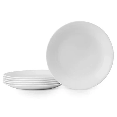 Imagen de CORELLE Vitrelle Juego de 6 platos para ensalada (cristal tres capas, antiastilla), 21,6 cm, color blanco helado