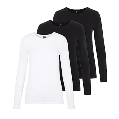 Imagen de PIECES PCSIRENE LS tee Noos, 2 Negros, 1 Blanco, M