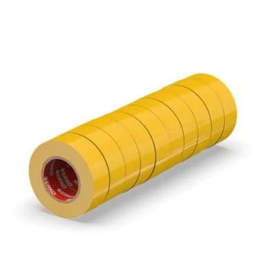 Imagen de ERKO Cinta aislante 15mm x 10m amarillo 10 piezas, adhesiva para instalaciones eléctricas PVC, aislar y reparar cables eléctricos, extrafuerte, agrupar