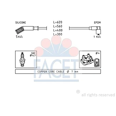 Imagen de FACET 4.8694 Juego de Cables Encendido Made in Italy OE Equivalent