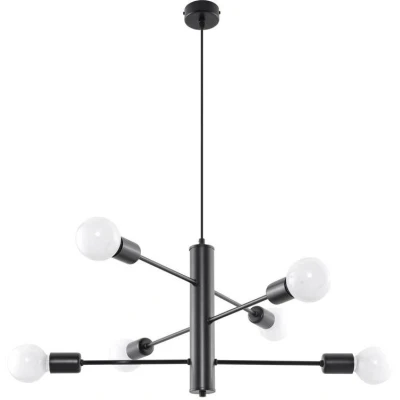 Imagen de SOLLUX lighting Bombilla: E27, 6 x 60 W, 15 50 Hz, 220 230 V, IP20, clase de protección I, bombilla no incluida. Dimensiones: 60/60/85 cm. Material: acero. Color: negro, SL.0305
