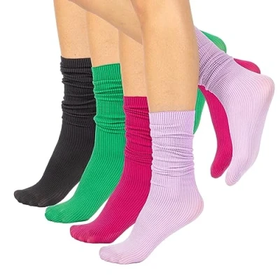 Imagen de CALZITALY PACK 4 PARES Calcetines SIN Cinturón Elástico, Mujer, Brillantes, Mini Medias a Rayas 60 DEN Made in Italy (Talla única, LUREX ASSD)