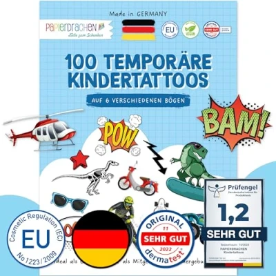 Imagen de 100 tatuajes para pegar infantiles niños adolescentes diseños como regalo de cumpleaños o idea Vegano