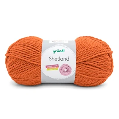 Imagen de Gründl Shetland Ovillo de lana (80% poliacrílico y 20% lana, 100 g/170 m, grosor la aguja: 7 8, 1 x g), color naranja