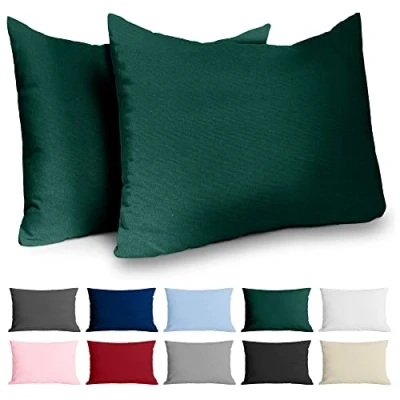Imagen de Dreamzie Funda Almohada 60x40 Algodón Reforzado (Pack de 2) Verde Tela Apretada 57 Hilos/cm² 40 x 60 Certificación Oeko Tex