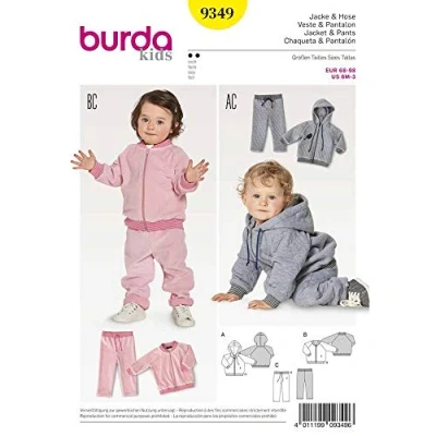Imagen de Burda patrón Kids 9349 Chaqueta y Pantalón, Papel, Color Blanco, 19 x 14 0,5 cm