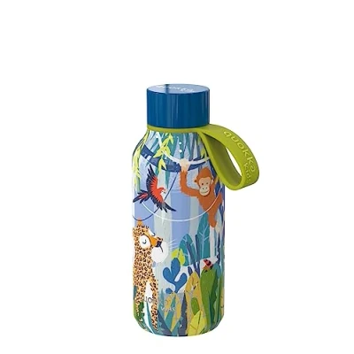Imagen de Quokka Kids Solid Con Colgador Jungle 330 ML Botellas De Agua Acero Inoxidable Sin BPA Botella Térmica Doble Pared Mantiene el frío y Calor para Niños Adultos