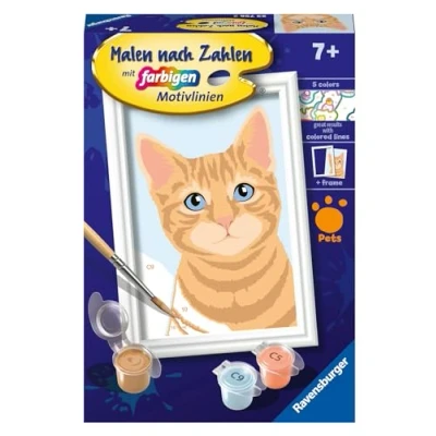 Imagen de Ravensburger Niedliche Katze Pintura por números 23756 Lindo Gato Niños a Partir de 7 años, Color Azul, Mittel