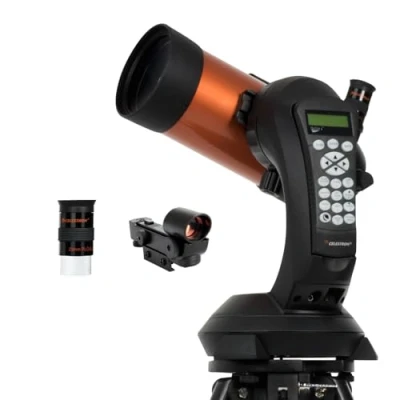 Imagen de Celestron 11049 Telescopio computarizado NexStar 4SE Maskutov Cassegrain con montaje totalmente automatizado, tecnología SkyAlign y revestimiento XLT, negro/naranja