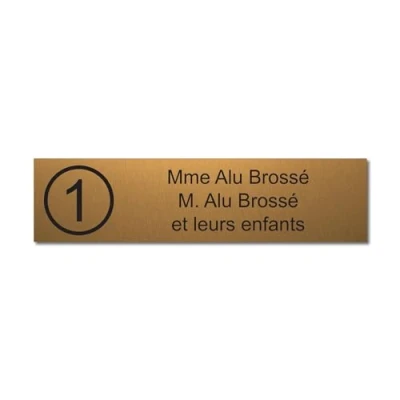 Imagen de Placa grabada para nombre y número buzón autoadhesivo, 10 x 2,5 cm, personalizada, 1 a 3 líneas, oro cepillado