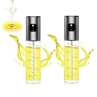 Imagen de Pulverizador Aceite 2PCS, 100ML Spray con Escala Precisa y Embudo, Vaporizador Oliva para Freidora Aire, Acero Inoxidable Vidrio Cocinar, Hornear