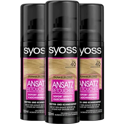 Imagen de syoss Enfoque retoucher Tope Spray Rubio Oscuro Nivel 1, 3 Pack (3 x 120 ml)
