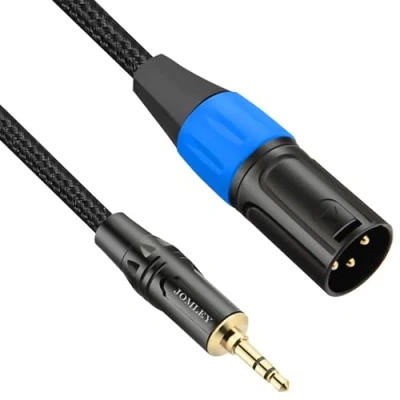 Imagen de JOMLEY 3,5 mm a XLR Cable, Desequilibrado Auxiliar Micrófono 1/8 pulgadas Mini Jack Estéreo Macho Adaptador para Teléfono Celular, Portátil, Altavoz, Mezclador 2 Metros