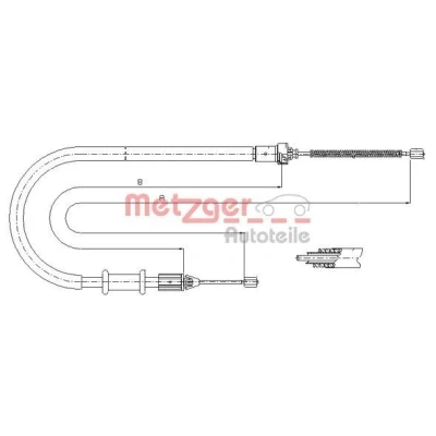 Imagen de METZGER 11.6676 Cable de Freno Mano Atrás derecha 1421/1075 Tambor COFLE RENAULT: Kangoo I, I Express