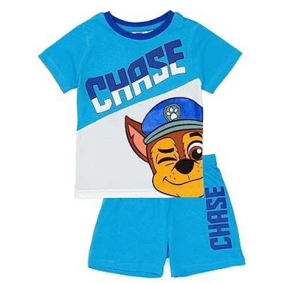 Imagen de Paw Patrol Conjunto de Pijama Azul Chase para Niño Camiseta y pantalón Corto Mercancía Oficial la Patrulla Canina Fans