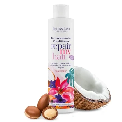 Imagen de Jean &amp; Len Acondicionador Reparador Coco Macadamia, para cabellos dañados y débiles, repara los daños del cabello, aporta flexibilidad, fragancia de coco, sin parabenos ni siliconas, vegano, 300 ml