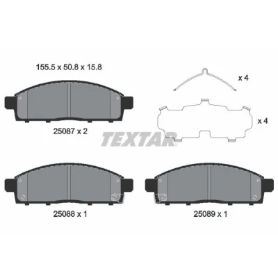 Imagen de TEXTAR 2508703 Juego de pastillas freno con avisador acústico desgaste accesorios MITSUBISHI: L200 / Triton IV Pick up
