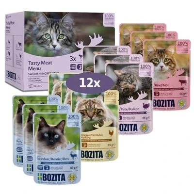 Imagen de Bozita Canapés en Salsa con Carne Multibox 12 x 85 g Pouch Comida húmeda para Gatos Bolsa de porciones
