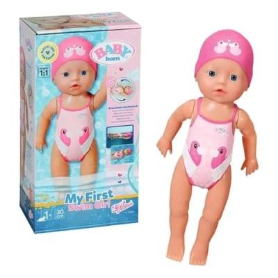 Imagen de BABY born 834060 My First Swim Girl, Muñeca de 30 cm con bañador y gorro No removibles para jugar en el agua, necesita pilas, Edad: a partir 1 año
