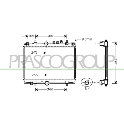 Imagen de PRASCO CI520R004 Radiador, refrigeración del motor Aluminio 380 544 23 Con acoplamientos rápidos Aletas unidas mecánicamente