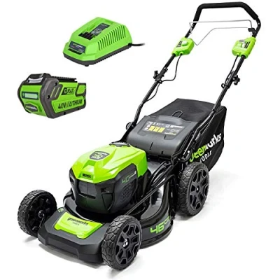 Imagen de Greenworks GD40LM46SPK4 Cortacésped semicircular (Corte de 46 cm, Doble Ranura, Incluye batería 40 V, 4 Ah y Cargador)