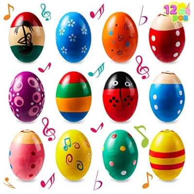 Imagen de JOYIN 12 Piezas 2.3 &quot;Shakers de Madera Maracas Percusiones Musicales para favores Fiesta, Suministros premios en el Aula, Instrumento Musical, Rellenos Canasta, Caza Pascua