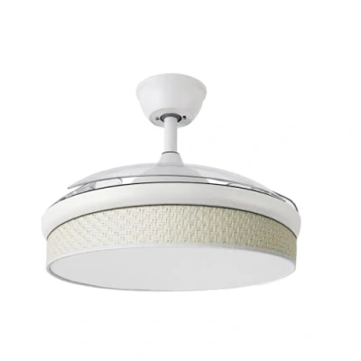 Imagen de Abrila Ventilador DC MODA Color Blanco con tres Aspas Desplegables ABS y Difusor Cañizo 6 Velocidades Ajustables 3 Temperaturas de Luz Temporizador Mando a Distancia Incluido