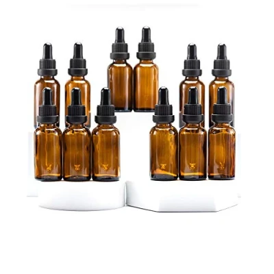 Imagen de YIZHAO Ambar Frasco Cuentagotas Cristal 30ml, con Goteros Cristal, para Aceite Esencial, Laboratorio, Aromaterapia, Fragancia, Masaje, Cosméticos, Viajes 12Pcs