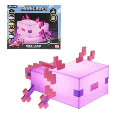Imagen de Luz Axolotl Minecraft Lámpara Oficial con 5 Modos de Color, Decoración para Gamers, Funciona a Pilas
