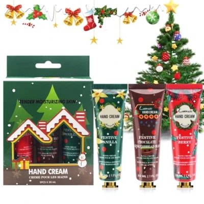 Imagen de Set de Crema Manos,Regalo Manos Navidad,Hidratante para y Pies Secos,Crema Nutritiva con Vitamina C E,3 * 30ml (C)