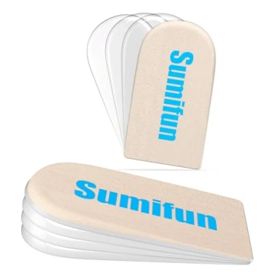 Imagen de Sumifun Aumentar la plantilla, insertos Plantillas de gel 4 capas 1 pulgada para mujeres y hombres, almohadillas ortopédicas ajustables dolor talón discrepancias