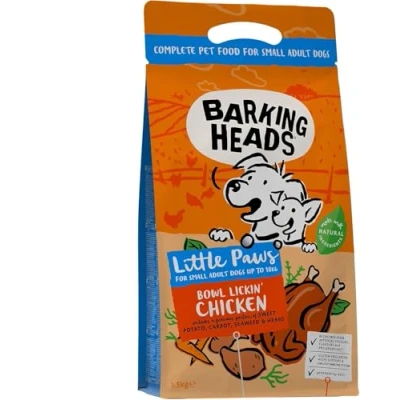 Imagen de Barking Heads Alimento seco para perros de razas pequeñas Bowl Lickin&#039; Chicken Pollo 100 % natural sin sabores artificiales, bueno una digestión sana y la salud las articulaciones, 1,5 kg