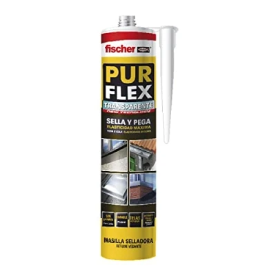 Imagen de fischer Purflex gris sellador de poliuretano (tubo 300 ml), para pegado y sellado, tapa juntas, curado rápido, pintable enlucible, adecuado muchos materiales construcción