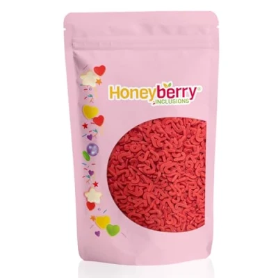 Imagen de HONEYBERRY INCLUSIONS Gránulos de bastón caramelo Navidad 200 g, decoración comestible alta calidad, mini bastones rojos para hornear, cupcakes, decoraciones pasteles