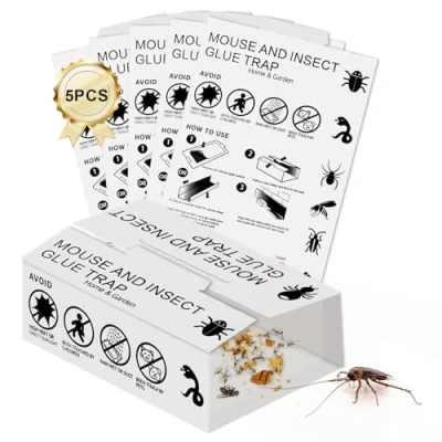 Imagen de 5 Piezas Trampas de Pegamento para Chinches,Trampas Interiores Cucarachas y Otros Insectos,Trampa Adhesiva Insectos Gateo,Monitor Detector el Control Plagas
